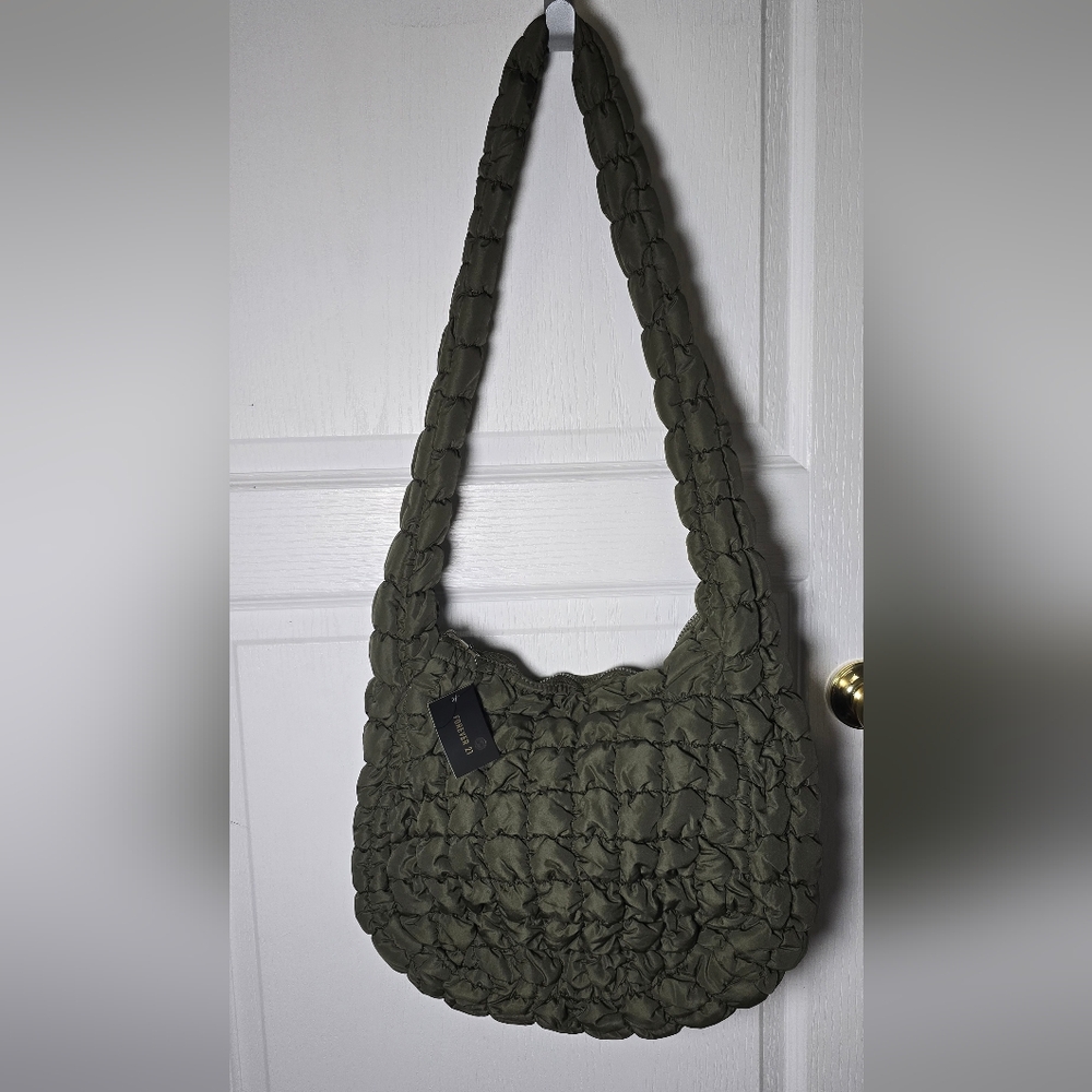 Forever 21 Olive Green Quilted Shoulder Bag